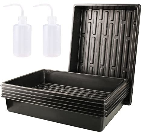FUCNEN Bandejas de semillas para plántulas, bandejas de jardín sin agujeros, paquete de 6 bandejas de plantas para macetas, rectangulares, semillas, invernadero, hidropónico