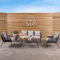 CHARLES BENTLEY Rope and Metal Lounge Set, Black and Grey, Contemporary, Stylish, Outdoors, Garden, Coffee Table, Curved Arm Rests, Seat Pads, Scatter Cushions, 10cm Thick Grey Seat Pads (153x73x70cm)