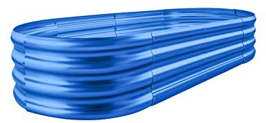 Land Guard Kit de jardinière surélevée galvanisée pour l'extérieur, Grande jardinière Ovale en métal pour légumes, 1,2 x 0,6 x 0,3 m (1 pièce) (Bleu)