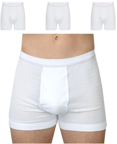 SES Feinripp Unterhosen Herren weiß 3er Pack aus 100% Baumwolle S - 4XL / kochfeste Herren Unterhosen mit Eingriff und Weichbund/Unterhosen Männer aus hochwertigem Feinripp
