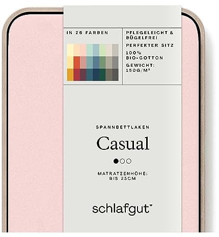 Schlafgut Casual Spannbettlaken 90x190cm bis 100x200cm - 100% Biobaumwolle, Oeko-TEX Zertifiziert, Purple Light, Matratzenhöhe bis 25cm