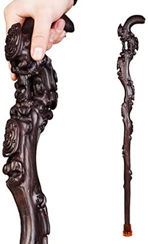 Natürliche hölzerne Mitarbeiter Wanderungsstock Trekking Pole Offset Cane, geschnitztes Design Unisex HANDGESCHNITZT Gehen Sticks Geschenke for Senioren Geschenk (Farbe: b) (Color : B)