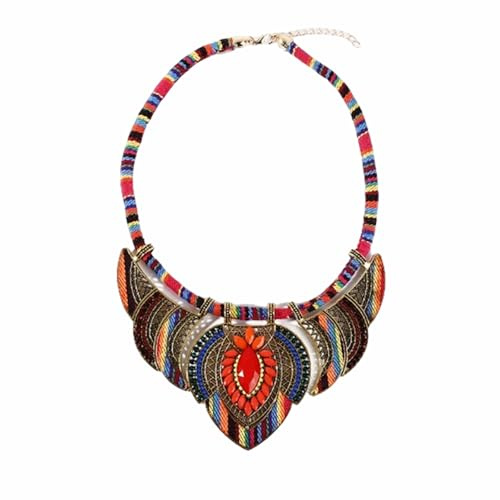 Hoshisea Gargantilla Colorida, Collar Tribal,Estilo Bohemio, Tejido a Mano,Legierungsmaterial,Usado para Traje Nacional, Colocación Diaria (Colorido)