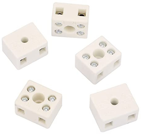 10A / 250V Morsettiere Cablaggio in Ceramica a 5 Fori 2 Posizioni, Connettori in porcellana Ad Alta Temperatura Morsettiera Elettrici Per Cavi di Alimentazione Trasformatori Strumento Cavo Elettrico