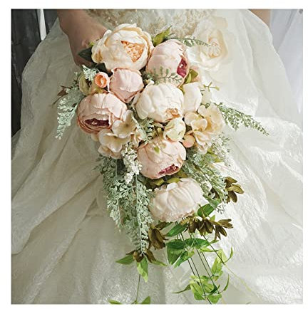SHALOLY Künstliche Blumen Hochzeitssträuße für Brautjungfer Poeny Rustikaler Brautstrauß für Boho Rustikale Hochzeitszeremonie Jahrestag