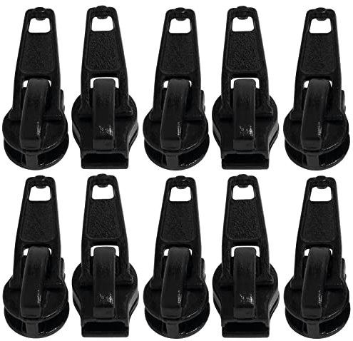 AERZETIX - C62928-10er-Pack Schieber Nr. 5 selbsthemmend für Spiral-/Nylon reißverschlüsse - Farbe: schwarz - aus Metall - schutzhülle für Rock Kleid und Lederwaren Kissen