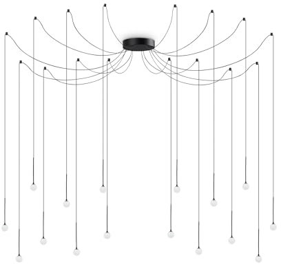Ideal Lux LUCCIOLA 16-Licht-LED-Cluster-Pendel-Deckenleuchte Schwarz, 3000 K, nicht dimmbar