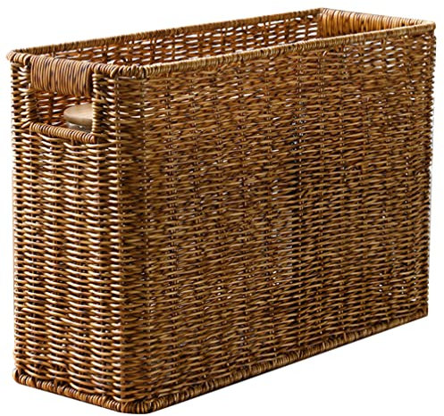 Healeved Magazine Storage Basket - Rustic Woven Seagrass Magazine Holder, Magazine Rack for the Living Room for Magazines Storage, Books Newspapers Tablets