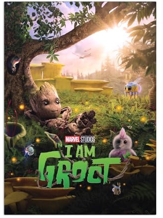 Displate Offiziell Marvel MetallPoster Magnetische Befestigung Inklusive Lizenziert Bilder Hochwertiges Poster I am Groot - Relaxing Poster 45 cm x 32 cm