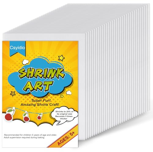 Csyidio 36 Pieces Shrink Paper Sheets Frosted Shrink Film Plastic for Mother's Day Present and Making Keychains, Earrings, and Craft Projects (8 x 5.7 inches)