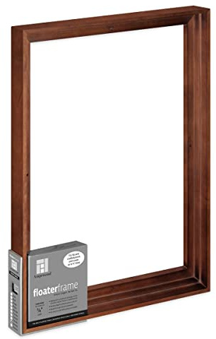 Ampersand Art Supply Floaterframe | 16x20 | 7/8 Depth | Thin Style | Hardwood Floating Frame in Walnut Finish for Canvas, Wood Panels & Artwork