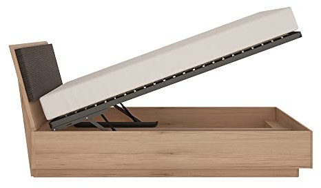 Lomadox Bettgestell Liegefläche 160x200 cm in Eiche Nb. Lattenrost aufklappbar Bettkästen Kopfstütze braun 166x99x222 cm (BxHxT)