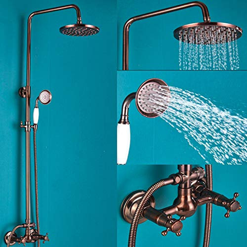 Rot Schwarz Bronze Duscharmatur System Regen Rose Golden und Bronze Badezimmer Brausebatterie Brausegarnitur Wasserhahn Schwenkauslauf, Typ B