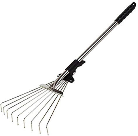 Rastrello per Foglie da Giardino, Zappa Telescopica per in Lega, Rastrello in Metallo Multi Dentato per da Fieno Decidua, Regolabile, Leggero (Lega di Alluminio,