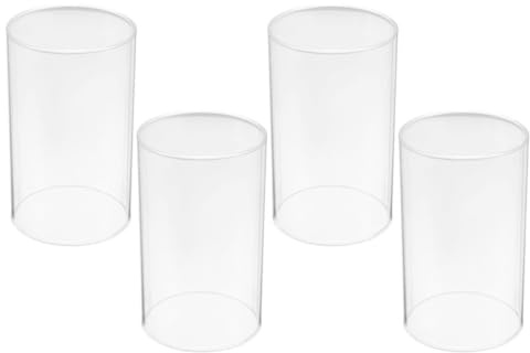 GOOHOCHY 4 StüCk Glas KerzengläSer Zylindrisch Ohne Boden Durchmesser Kerzenabdeckung Transparent Glas Schutz FüR Teelichthalter Und Weihnachtsdeko