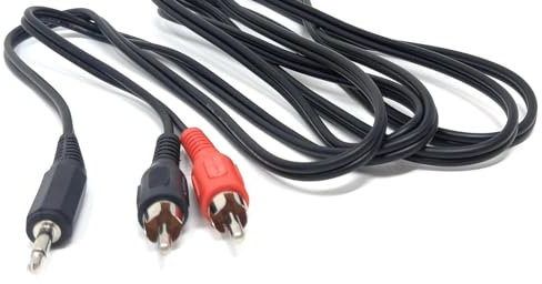 DRUT 1m 3.5mm Mono Male Jack Plug to 2 x RCA Phono Red/Black Plugs Audio AUX Lead Cable (3.3ft)