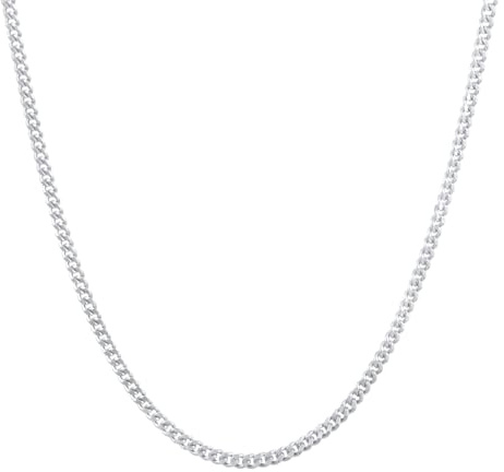 Kuzzoi Herren Halskette Panzerkette (2 mm) für Anhänger Massive Kette für Mann oder Freund Robuste Herrenkette 925 Sterling Silber Länge 50-60 cm.