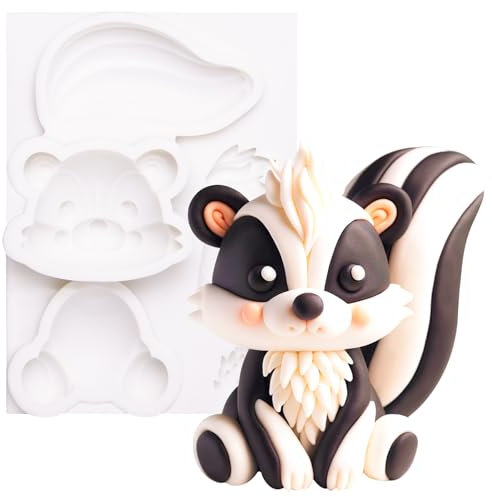 FUNSHOWCASE Moule à fondant en silicone en forme de mouffettes pour décoration de gâteau 12 cm de haut