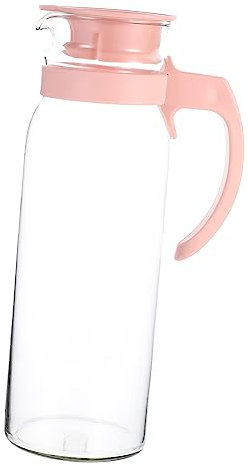 Zerodeko Clear Glass Mugs 1 PC Cold Water Bottle Splash Guard for Sink Glass Terrarium with Lid Fruit Water Bottle Clear Water Tea Dispenser Clear Tumbler Cold Water Jug Pink Pp Pitcher