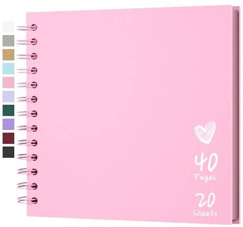 Hiwhy Fotoalbum Scrapbook 18x18 cm 20 Blätter DIY Scrapbook Hartes Kraftpapier Baby Erinnerungsbuch Familie Geburtstag Hochzeit Jahrestag Scrapbook, Rosa