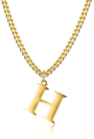 Symretie Goldkette mit Buchstaben H,14K Gold Vergoldet Initial Halskette,Edelstahl Kette mit H,Gold kettenanhänger kette für Damen Mädchen
