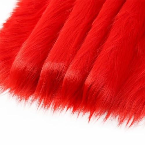 maikeduo Kunstfell Zum Basteln, 50 X 50 cm Fell Zum Basteln, Quadratischer Aufnäher Zum Kunstfell Basteln Zwergenkostüm Bodendekoration Matte Kunstleder Fell Stoff (Groß Rot,1 Pcs)