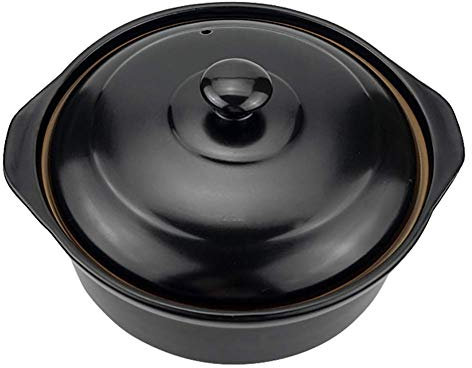 Cazuela De Cerámica Redonda, Olla De Barro Resistente Al Calor Olla De Barro Olla De Sopa con Tapa Olla De Cocción Lenta Saludable Olla Resistente Al Calor Negro 1.9 Cuartos (Blanco 2.5 Cuartos) (Bl