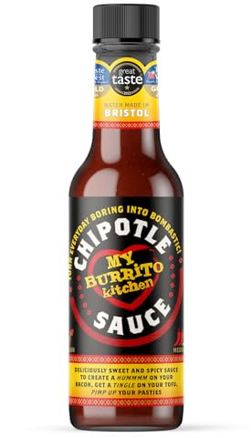My Burrito Kitchen Chipotle (1 Bottle). Tangy Mexican Alternative to Buffalo, Peri Peri, HP, BBQ or Garlic. Ideal in a Hot Sauce Gift Set - Batch Made in Bristol