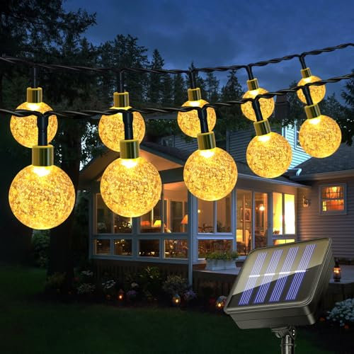 Guirnaldas Luces Exterior Solar, 8M 30 LED Guirnalda Solar Exterior, 8 Modos IP65 Impermeable Cadena de Luces Solares para Decoracion Jardín, Patio, Navidad, Boda, Fiesta (Blanco Cálido)