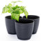 Home Garden Ornaments Wave Plant Pots Indoor, Set of 3 Indoor Plant Pot with 3D Effect, Drainage Holes, and Integrated Saucer, Plastic Flower Pots (Diameter: 11cm, Colour: Black)