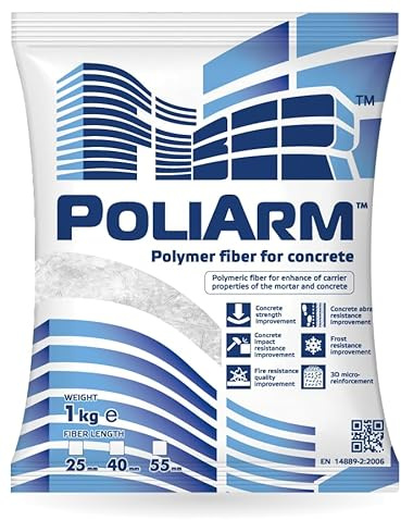 Polypropylen Faser (25; 40; 55 mm) / PP Fasern PoliArm für Beton, Industrieböden, Estrich, Mörtel, Putz (1 kg) (Faserlänge 40 mm)