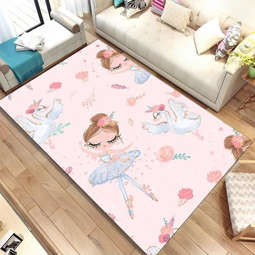 Kinderteppich Niedliches Cartoon-Ballerina-Mädchen - Kurzflor Teppich Kinderzimmer Spielteppich Antiallergen Und Extra Weich - Babyzimmer Teppiche Für Junge Und Mädchen Babyteppich 80 X 120 Cm -0I5K4V