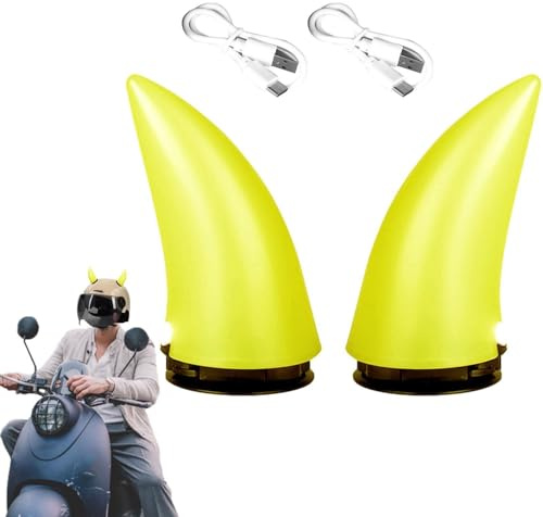 Helme Hörner - Teufelshörner Motorradhelm | Teufelshörner Aufkleber | Auto Teufelshörner | Auto Teufelshörner LED USB wiederaufladbar für Auto LKW Helm Motorrad (2), Peel & Stick