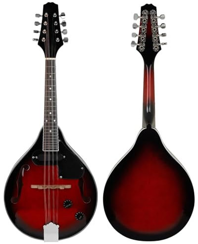 Anfänger Mandoline-Instrument Mandoline 8-saitige Gitarre A-Stil Elektrische Mandoline Saiteninstrumente Mit Tasche Saitenplektrum Zubehör(Red electric Set Sunset)