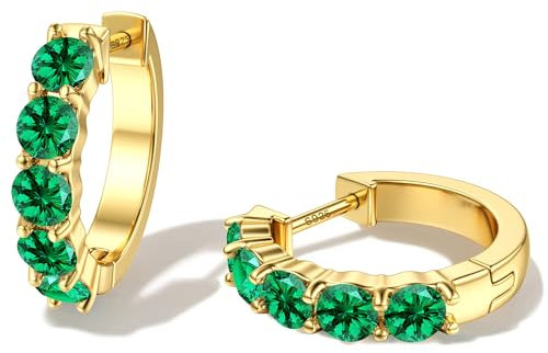 Dochais Creolen für Damen - Hypoallergen 14K Vergoldet Huggie Ohrringe 925 Silber, Zirkonia Trendy Schmuck Geschenk für Mädchen Männer