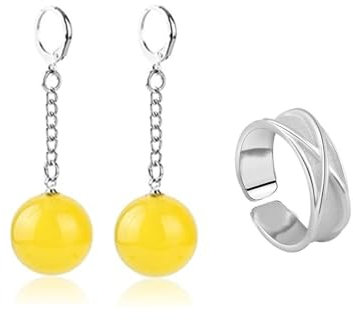 HUUiWAA Anime Cartoon Harz Kugel Ohrringe und Ring für Mann Cosplay Prop Zubehör, M, Metall, Kein Edelstein