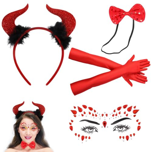 APPCXOKL Halloween Teufelshörner，Halloween Haarreif Damen - Teufel Hörner, Schwarze Teufelshörner, Krampus Kostüm, Schwarzer Heiligenschein, Leuchtende Teufelshörner, Haarreifen Männer