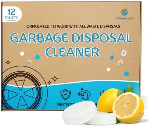 ORIENTLEAF Garbage Disposal Cleaner and Deodorizer Tablets 20g 1 Year Supply Sink Cleaner, Prevents Odors, Natural Kitchen Drain Cleaning Care 12 Pack