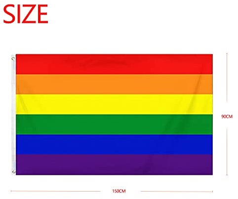 Wandefol Regenbogenflagge, 90X150cm Gay Pride Flag, LGBT Flagge Großformat Widerstandsfähig, Rainbow Flag UV-beständig und dicke Messingösen