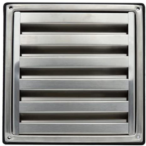 DOMUX - Grille Ventilation Inox 150mm pour Hotte/Sèche-Linge - avec Moustiquaire Anti-Insectes et Lames Fixes - Flux d'Air Optimal