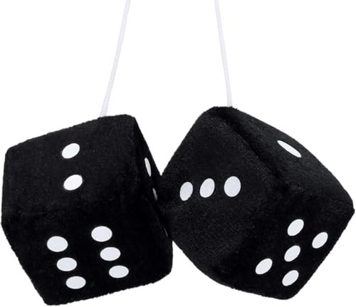 PAIKIUU 2Pcs Flauschige Würfel für Auto, pelzige Würfel für Autospiegel Flauschige Würfel für Auto Flauschige Würfel Mirrior hängendes Auto Flauschige Würfel Rückspiegel Ornamente Dekoration für Auto