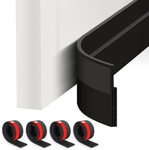 ETERCYCLE 4er-Pack Türdichtung Zugluftstopper für Türen, Türdichtung Selbstklebend 4x100cm, Silikon Haustür Dichtung Luftzugstopper, Türbodendichtung für Windschutz, Schallschutz (Schwarz)