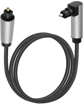 GELRHONR Câble audio optique à 90 degrés, câble optique Toslink à, cordon à fibre optique numérique pour barre de son, télévision, console de jeux (1M/3.28FT)