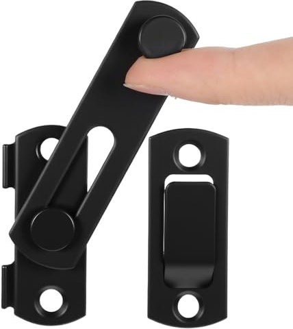COMNICO 2 pestillos para puerta de granero, pestillo de seguridad para puertas abatibles, color negro mate, acero inoxidable para valla de madera de granero, puertas correderas francesas