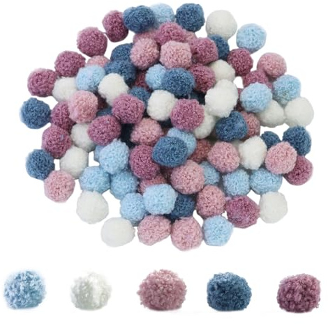 100 Stück bunte Pompons Kugeln, 2cm Multicolor Mini Pompons, kleine flauschige Plüschkugeln, für Kostümherstellung, Feiertagsdekorationen, Basteln, Kränze (5 Farben)