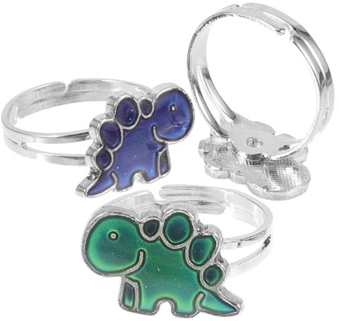 GALPADA 3 Stück Dinosaurier Farbwechsel Ring Teilig Verstellbarer Stimmungsring für Herren und Damen Emotion Ring aus Epoxidharz für und Besondere Anlässe