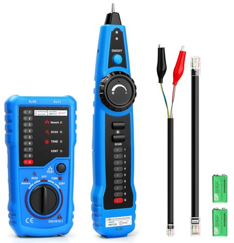 Network Cable Tracker Wire Tester,Network Cable Tester Kit with Battery RJ45/RJ11 Wire Tracking Network Tester Cable Toner Telephone Line Finder for Cable Tracing, Line Testing, Continuity Check
