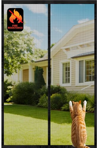 DIKER Mosquitera Puerta Magnetica 90x210cm, Cortina Mosquitera Puerta Exterior Corredera, Mosquiteras para Ventanas para Puertas de Balcón, Fibra de Vidrio para Mayor Durabilidad, Negro