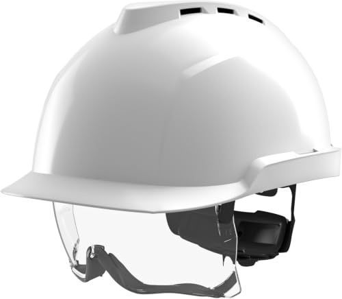 MSA V-Gard 930 Casque de chantier - Casque de protection avec ventilation et visière pour chantier et industrie - Conforme à la norme DIN EN 397 pour le travail