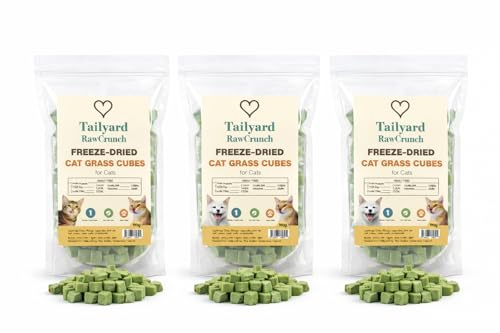 Freeze-Dried Cat Grass Cubes – 3 × 100 g (300 g Total) | Single-Ingredient Natural Fibre Cat Treats | Plant-Based, Grain-Free Enrichment & Training Bites